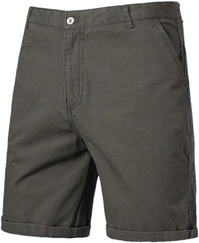 Cotton Shorts Men Classic Cargo Stretch Short Casual Summer Elastic Waist Loose Fit Knee Pants with Pockets in Kuwait