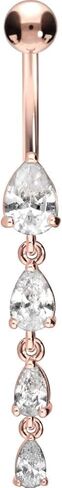 PIERCINGLINE Belly Button Piercing 4 CRYSTAL DROPS surgical steel, skin-friendly in Saudi Arabia