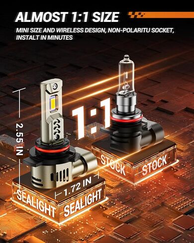 مصباح LED الذي تمت ترقيته H13 ، 900 ٪ Super Bright 9008 Light ، 1: 1 الحجم الصغير لا يوجد محول مطلوب ، 6500 ألف أبيض ، غير قطبي ، 9008 مصابيح الضباب LED ، قابس ولعب ، حزمة 2 in Saudi Arabia