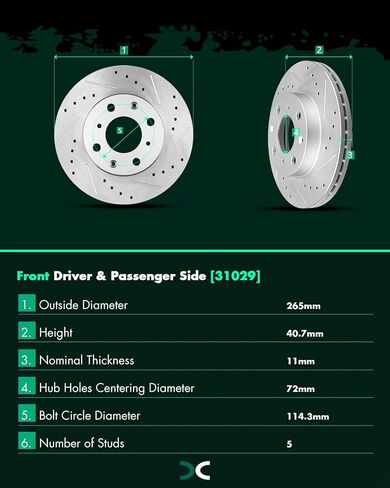 Brakes Rotors SCITOO 2pcs Front Drilled Slotted Discs Brake Rotors Brakes Kit for 1991 1992 1993 1994 1995 1996 1997 1998 1999 2000 for Honda Civic in Saudi Arabia