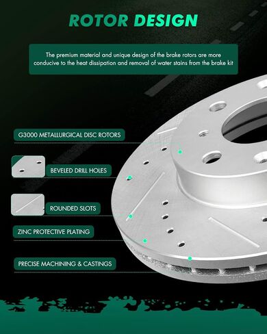 Brakes Rotors SCITOO 2pcs Front Drilled Slotted Discs Brake Rotors Brakes Kit for 1991 1992 1993 1994 1995 1996 1997 1998 1999 2000 for Honda Civic in Saudi Arabia