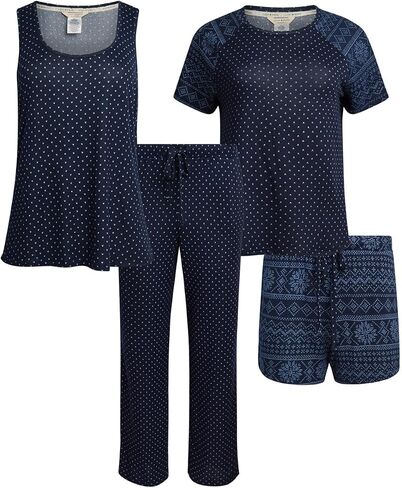 Lucky Brand Ladies' 4-Piece Pajama Set (as1, alpha, x_l, regular, regular, Leopard) in Saudi Arabia