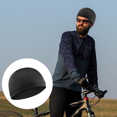 6pcs Men Silky Skull Caps Beanie Multifunctional Sleep Hats Breathable Headwear Sweat Absorbent Liner Cap Helmet Liner Sweat Wicking Cap Elastic Band Wave Cooling Hat Thermal Running Cycling Bonnet in Saudi Arabia