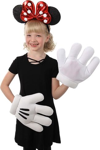 Minnie Glitter Headband and Gloves Set - Velvet Bow, Glitter Ears, and Foam Gloves, Officially Licensed in Saudi Arabia