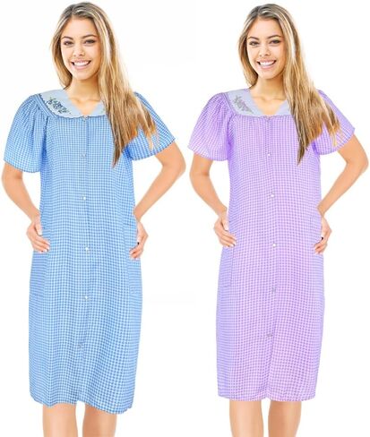 JEFFRICO House Dresses for Women with Pockets - Lightweight Breathable Short Sleeve Housecoat in Kuwait