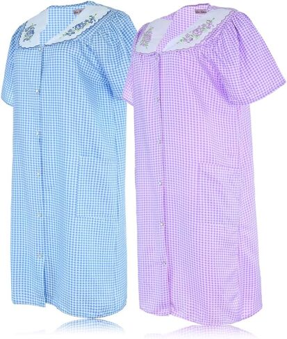 JEFFRICO House Dresses for Women with Pockets - Lightweight Breathable Short Sleeve Housecoat in Kuwait