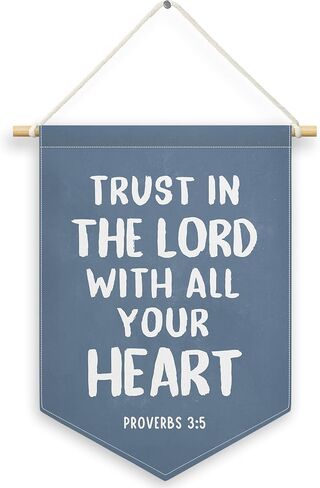 Blue Christian Kids Boys Boys Decore ، Scripture Trust in the Lord Banner Canvas ، Vintage Bible Versery Consery Wall Hanging Frame Decor in Saudi Arabia