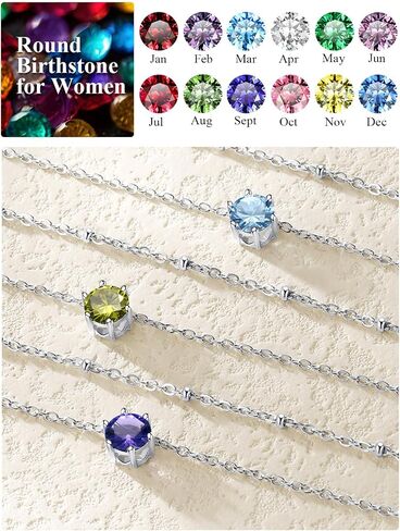 U7 Silver Ankle Bracelet for Women, Waterproof Layered Ankle Round Gem Birthstone Anklets, Summer Beach Foot Jewelry, Adjustable 8.5"-10.5" in Saudi Arabia