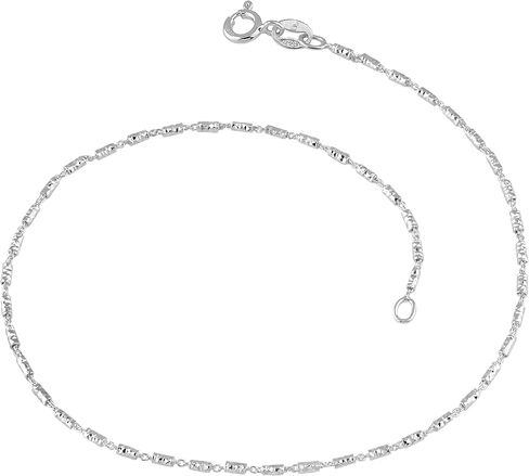 Kooljewelry Sterling Silver Diamond-Cut Bar Link Anklet (1.5 مم ، 10 بوصات) in Saudi Arabia