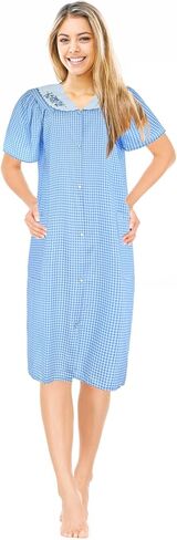 JEFFRICO House Dresses for Women with Pockets - Lightweight Breathable Short Sleeve Housecoat in Kuwait