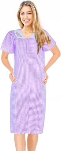 JEFFRICO House Dresses for Women with Pockets - Lightweight Breathable Short Sleeve Housecoat in Kuwait