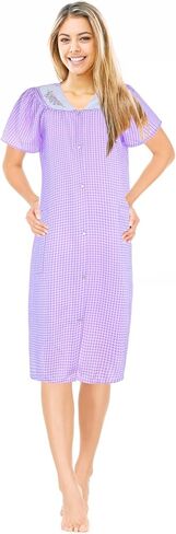 JEFFRICO House Dresses for Women with Pockets - Lightweight Breathable Short Sleeve Housecoat in Kuwait