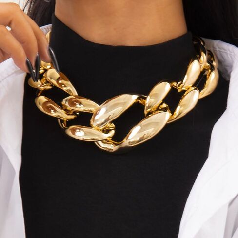 CLOACE Chunky Choker Necklace Gold Cuban Link Necklaces Chain Fashion Jewelry for Women in Saudi Arabia