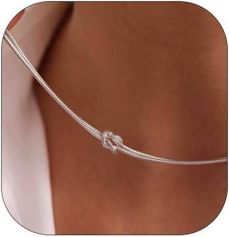 Knot Necklace for Women Dainty Snake Chain Statement Choker Necklaces Adjustable Twisted Knot Infinity Lariat Necklace Punk Hip Hop Jewelry Gift in Saudi Arabia