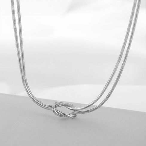 Knot Necklace for Women Dainty Snake Chain Statement Choker Necklaces Adjustable Twisted Knot Infinity Lariat Necklace Punk Hip Hop Jewelry Gift in Saudi Arabia