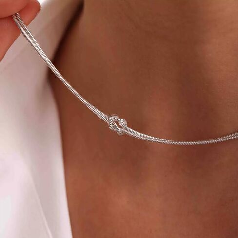 Knot Necklace for Women Dainty Snake Chain Statement Choker Necklaces Adjustable Twisted Knot Infinity Lariat Necklace Punk Hip Hop Jewelry Gift in Saudi Arabia