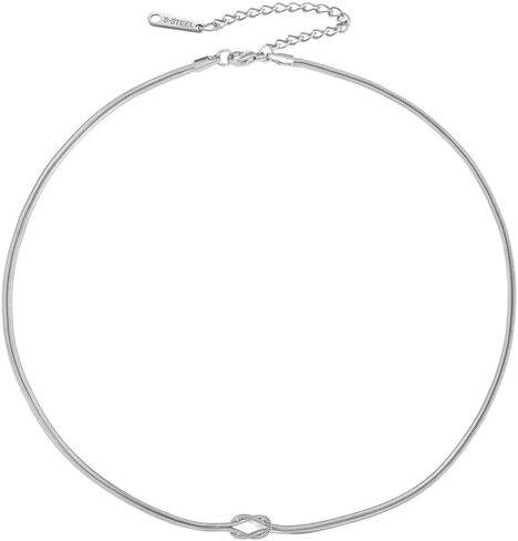 Knot Necklace for Women Dainty Snake Chain Statement Choker Necklaces Adjustable Twisted Knot Infinity Lariat Necklace Punk Hip Hop Jewelry Gift in Saudi Arabia