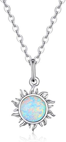14K Gold & Opal Sun Pendant Necklace for Women, Elegant Sunflower Design, Stylish Opal Choker, Ideal Jewelry Gift for Her in Kuwait