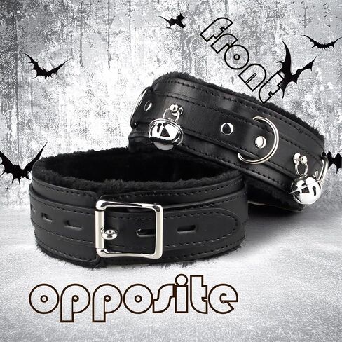 NouAn Punk choker leather Collar for women with Lock Bell O-ring Adjustable gothic Leather Choker Necklace Collar for Women Black in Kuwait