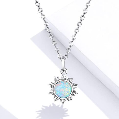 14K Gold & Opal Sun Pendant Necklace for Women, Elegant Sunflower Design, Stylish Opal Choker, Ideal Jewelry Gift for Her in Kuwait
