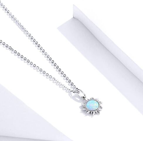 14K Gold & Opal Sun Pendant Necklace for Women, Elegant Sunflower Design, Stylish Opal Choker, Ideal Jewelry Gift for Her in Kuwait