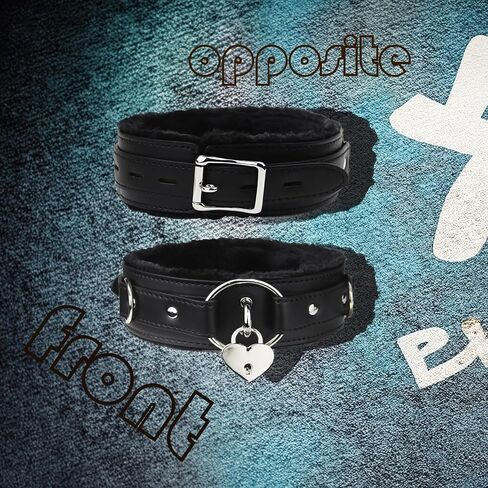 NouAn Punk choker leather Collar for women with Lock Bell O-ring Adjustable gothic Leather Choker Necklace Collar for Women Black in Kuwait