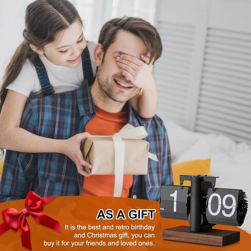 Flip Desk Clock - ساعة طاولة رقمية رقمية ، تصميم كبير للبطارية تعمل بالبطارية التي تعمل بالترس التلقائي للدراسة ، المنزل ، المكتب ، غرفة النوم in Saudi Arabia