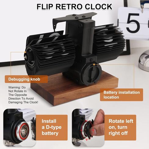 Flip Desk Clock - ساعة طاولة رقمية رقمية ، تصميم كبير للبطارية تعمل بالبطارية التي تعمل بالترس التلقائي للدراسة ، المنزل ، المكتب ، غرفة النوم in Saudi Arabia