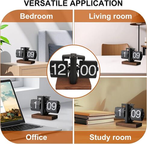 Flip Desk Clock - ساعة طاولة رقمية رقمية ، تصميم كبير للبطارية تعمل بالبطارية التي تعمل بالترس التلقائي للدراسة ، المنزل ، المكتب ، غرفة النوم in Saudi Arabia