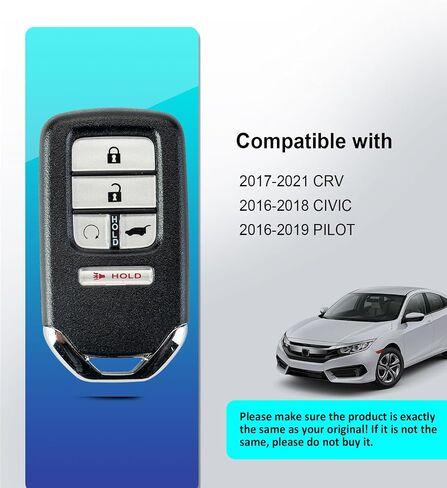 مفتاح الشفرة غير المبرمج للبرمجة ذاتية الإدخال البديلة عن بُعد 2016-2019 هوندا سيفيك ، الطيار ، CIVIC KR5V2X (17-21 CRV/5BTN KR5V2X SMART KEY) in Kuwait