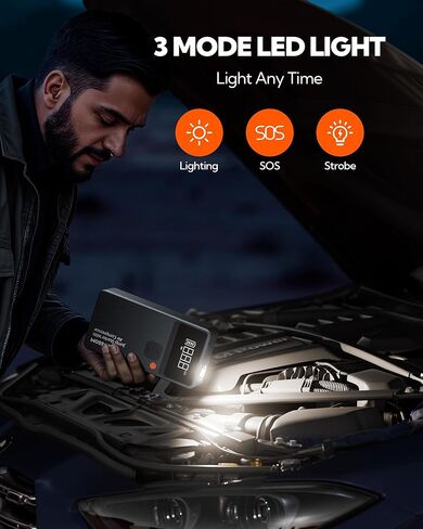 Car Battery Jump Starter, Battery Jump Box, Vehicle Jump Booster with Smart Jumper Cables,LED Light Emergency Car Kits for Vehicles,Arrancador Ae Batería in Kuwait