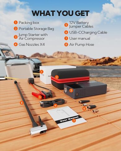 Car Battery Jump Starter, Battery Jump Box, Vehicle Jump Booster with Smart Jumper Cables,LED Light Emergency Car Kits for Vehicles,Arrancador Ae Batería in Kuwait