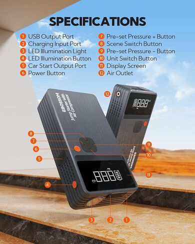 Car Battery Jump Starter, Battery Jump Box, Vehicle Jump Booster with Smart Jumper Cables,LED Light Emergency Car Kits for Vehicles,Arrancador Ae Batería in Kuwait