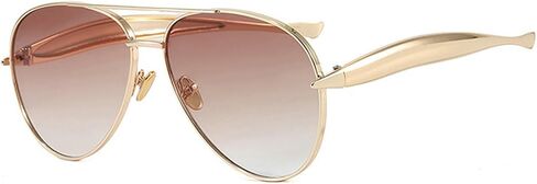 laureles Fashion Oversized Pilot Sunglasses Women Gold Champagne Lenses Metal Frame Eyewear Shades Female in Kuwait