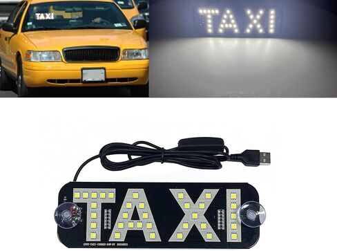 Taxi LED Light, White LED Sign for Car Windshield, USB Plug, Suction Cups in Kuwait