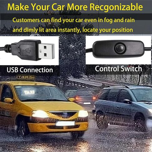 Taxi LED Light, White LED Sign for Car Windshield, USB Plug, Suction Cups in Kuwait