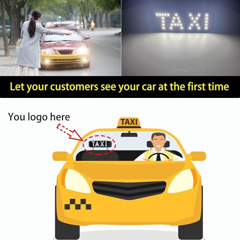 Taxi LED Light, White LED Sign for Car Windshield, USB Plug, Suction Cups in Kuwait