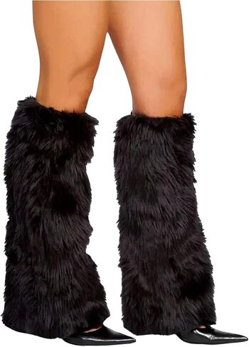 WDIRARA Women's Leopard Pattern Fuzzy Leg Warmers Fur Long Boot Cuffs Cover in Saudi Arabia