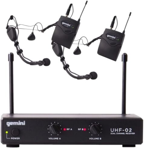 Gemini UHF Wireless Microphone Bundle – Professional Handheld & Lapel Mics, Dual-Channel Receiver, Long Range for Live Performance & Presentations (Hand Held Frequencies 3 + 4) in Kuwait