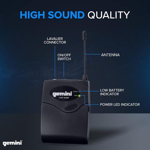 Gemini UHF Wireless Microphone Bundle – Professional Handheld & Lapel Mics, Dual-Channel Receiver, Long Range for Live Performance & Presentations (Hand Held Frequencies 3 + 4) in Kuwait