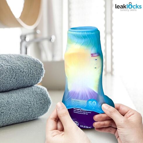 Skins Skins ™ Leaklocks® Skins ™ مرنة لتسرب حاوية السفر في الأمتعة. لأدوات النظافة القياسية والسفر. ملحق قابل لإعادة الاستخدام لحقيبة حقيبة السفر والأمتعة المحمولة in Saudi Arabia