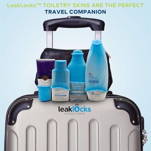 Skins Skins ™ Leaklocks® Skins ™ مرنة لتسرب حاوية السفر في الأمتعة. لأدوات النظافة القياسية والسفر. ملحق قابل لإعادة الاستخدام لحقيبة حقيبة السفر والأمتعة المحمولة in Saudi Arabia