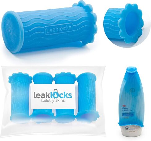 Skins Skins ™ Leaklocks® Skins ™ مرنة لتسرب حاوية السفر في الأمتعة. لأدوات النظافة القياسية والسفر. ملحق قابل لإعادة الاستخدام لحقيبة حقيبة السفر والأمتعة المحمولة in Saudi Arabia