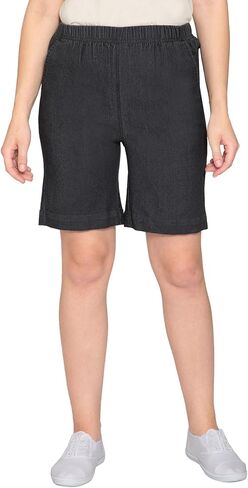Turtle Bay New York Women's Pull On Denim & Twill Shorts with stretch waist - No zipper or buttons in Kuwait