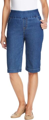 Woman Within Plus Size Pull-On Flex Elastic-Waist Stretch Denim Jeans Shorts in Saudi Arabia