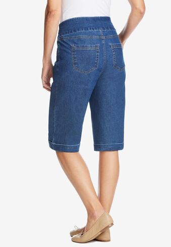 Woman Within Plus Size Pull-On Flex Elastic-Waist Stretch Denim Jeans Shorts in Saudi Arabia