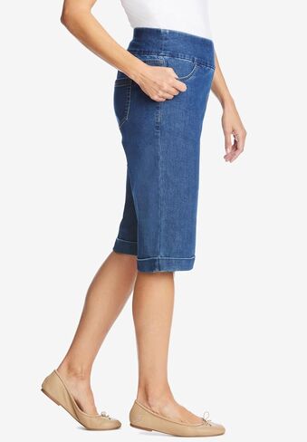Woman Within Plus Size Pull-On Flex Elastic-Waist Stretch Denim Jeans Shorts in Saudi Arabia