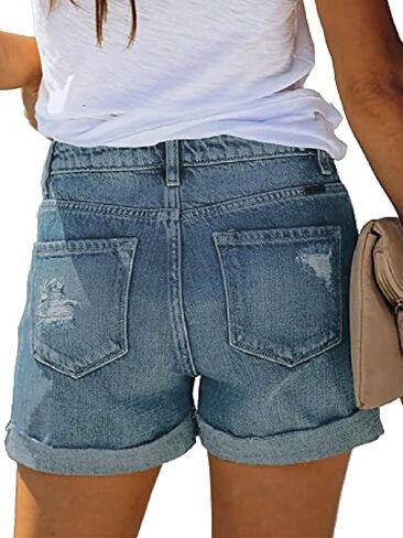 NEYOUQE Women's Denim Shorts High Waisted Ripped Distressed Button Short Frayed Jeans Stretchy Casual Fashion Jean 2025 in Saudi Arabia