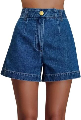 Women's Denim 2 Piece Set Casual Business Sleeveless Jean Blazer Vest Tops and Shorts Outfit Tracksuits in Kuwait