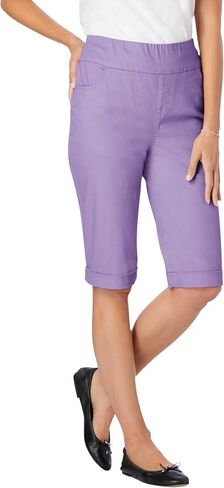 Woman Within Plus Size Pull-On Flex Elastic-Waist Stretch Denim Jeans Shorts in Saudi Arabia